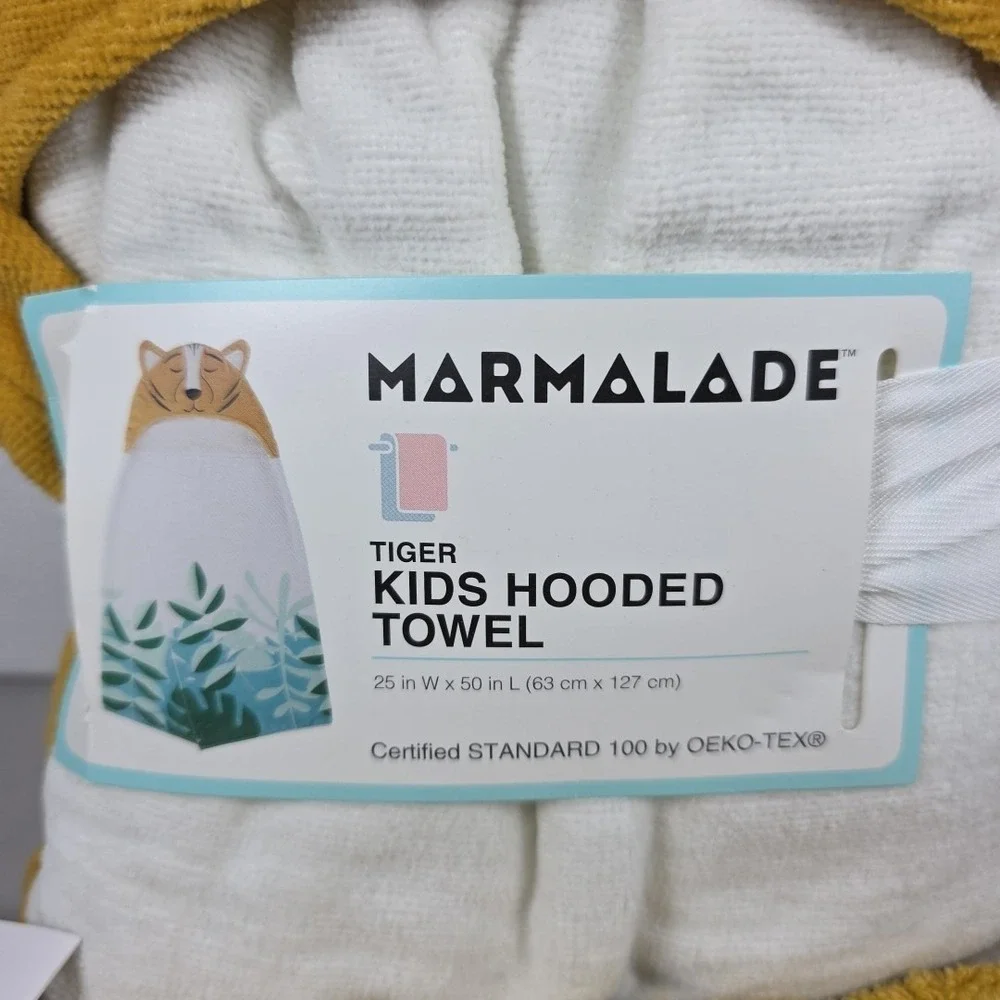 Marmalade™ Cotton‎ Kids Hooded Bath Towel And Wash Mitt Set Tiger 25